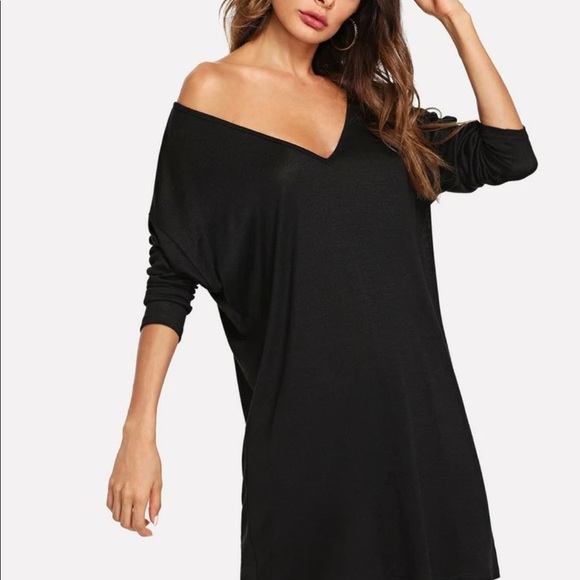 Black V-Neck Dress - Picture 2 of 6